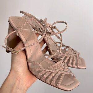 Needs repaired Alexandre Birman strappy block heels mauve light lavender pink